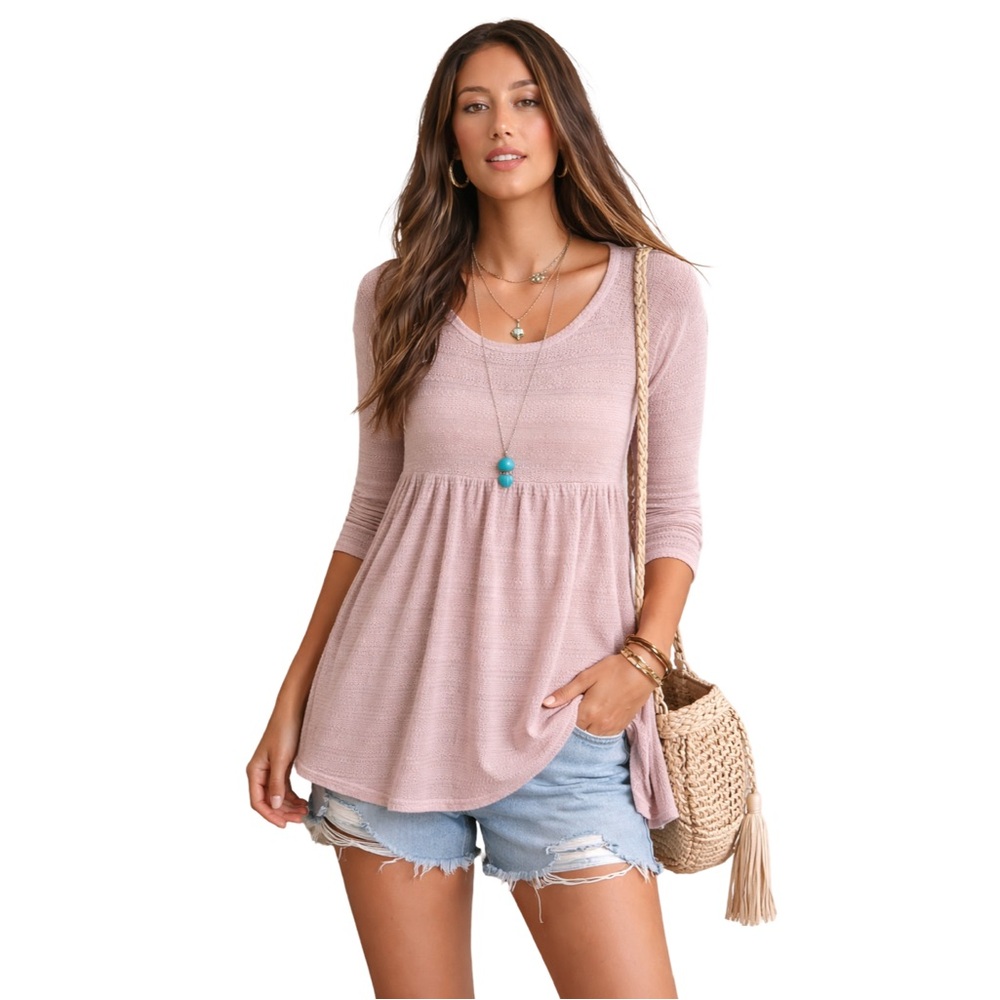 American Eagle Soft Knit Babydoll Tunic Top Blush Pink Small - Picture 1 of 7